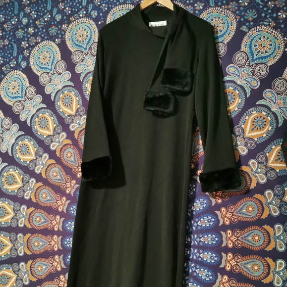 Vintage Donna Ricco Black Full Length Dress Funky - Picture 2 of 4